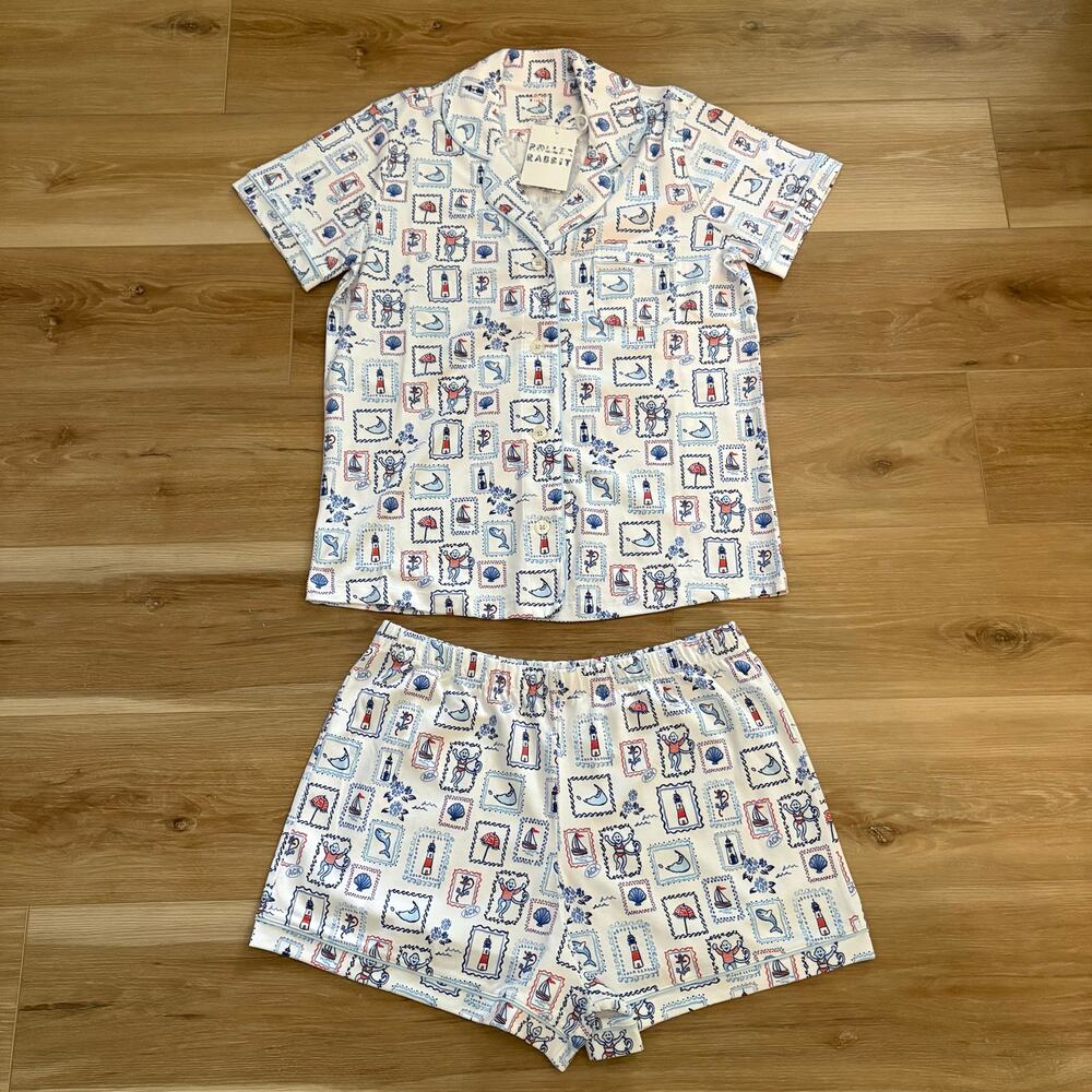 Roller Rabbit Nantucket Memories Short Sleeve Polo Pajama Set M